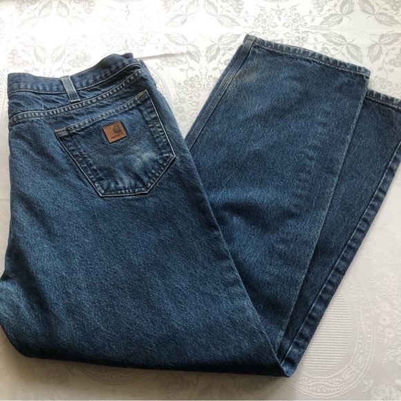 Carhartt Classic Relaxed-Fit Blue Jeans Denim Pants Men’s Size W42/L32 Casual - Picture 12 of 16